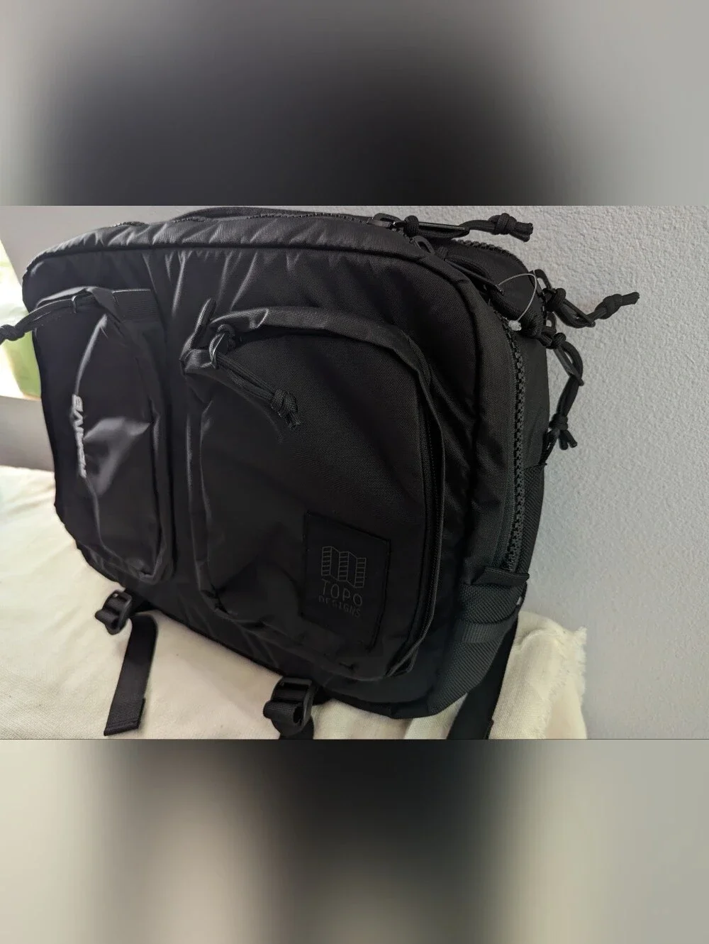 Topo Designs Global Briefcase 3-Way Backpack Laptop Bag NWOT Black Logo